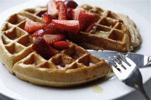 Waking up to Sunday morning waffles